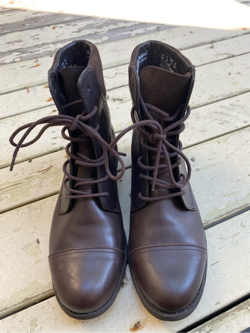 Hush Puppies Dark Brown Waterproof Genuine Leather Lace-Up Ankle Boots 10M